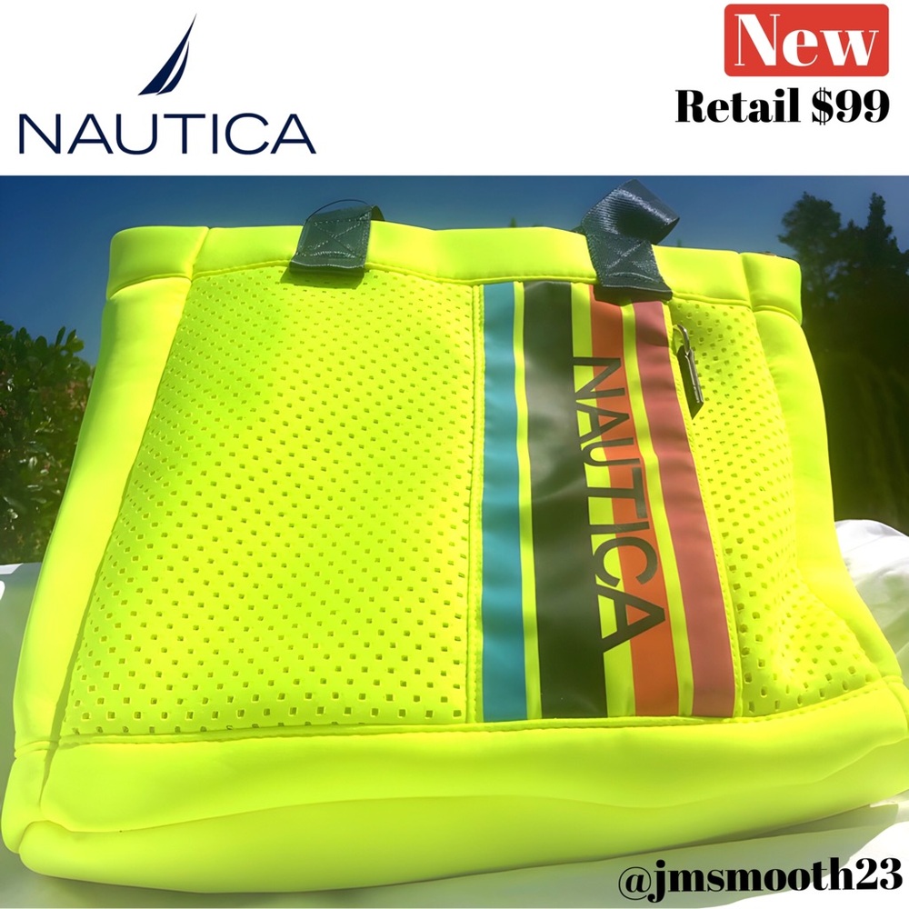 🆕 Nautica Jetty Tote neon yellow, neoprene material (89)